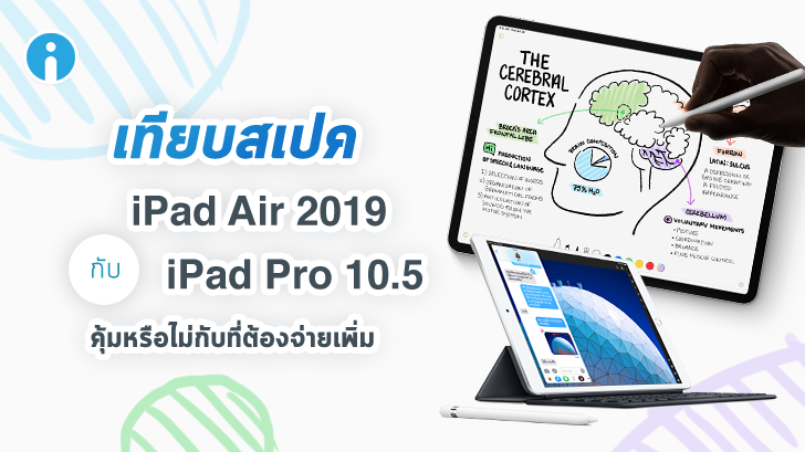 รีวิว เทียบสเปค iPad Air 2019 กับ iPad Pro 10.5 