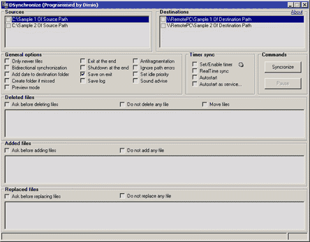 รูปประกอบซอฟต์แวร์DSynchronize (โปรแกรม Sync ข้อมูลให้ตรงกันเป็นระยะๆ)