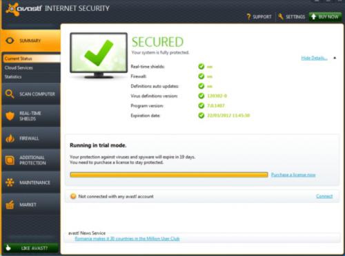 รูปประกอบซอฟต์แวร์Avast Internet Security (โปรแกรมแอนตี้ไวรัส แอนตี้สปายแวรฺ์)