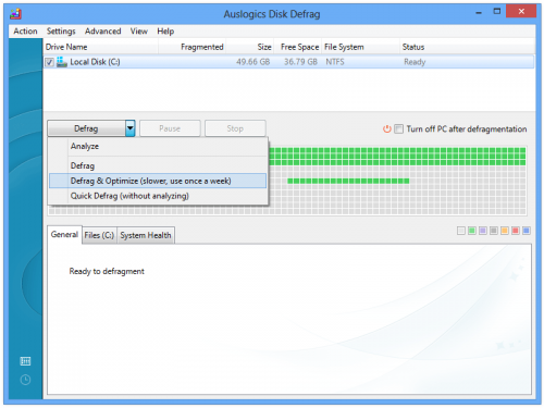 รูปประกอบซอฟต์แวร์Auslogics Disk Defrag (โปรแกรม Defragment จัดเรียงไฟล์ เรียงข้อมูลบน HDD)