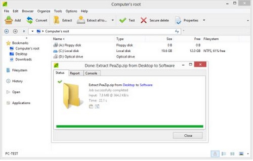 รูปประกอบซอฟต์แวร์PeaZip (โปรแกรมบีบอัดไฟล์ ZIP RAR พร้อม Checksum)