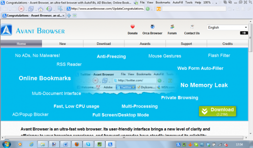 รูปประกอบซอฟต์แวร์Avant Browser (โปรแกรม Avant Browser เบราว์เซอร์ เล็กและเร็ว)