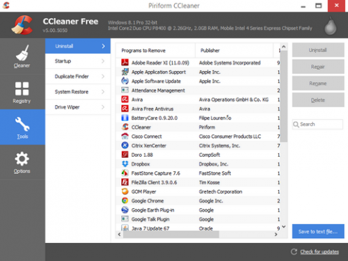 รูปประกอบซอฟต์แวร์CCleaner (ดาวน์โหลด CCleaner โปรแกรมล้างขยะ ลบไฟล์ Registry)