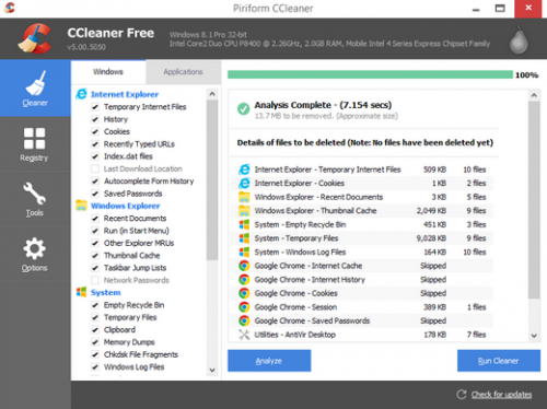 รูปประกอบซอฟต์แวร์CCleaner (ดาวน์โหลด CCleaner โปรแกรมล้างขยะ ลบไฟล์ Registry)