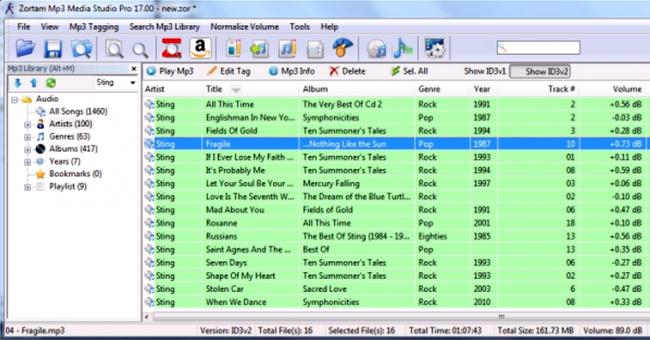 รูปประกอบซอฟต์แวร์Zortam MP3 Media Studio (จัดการไฟล์เพลง MP3)