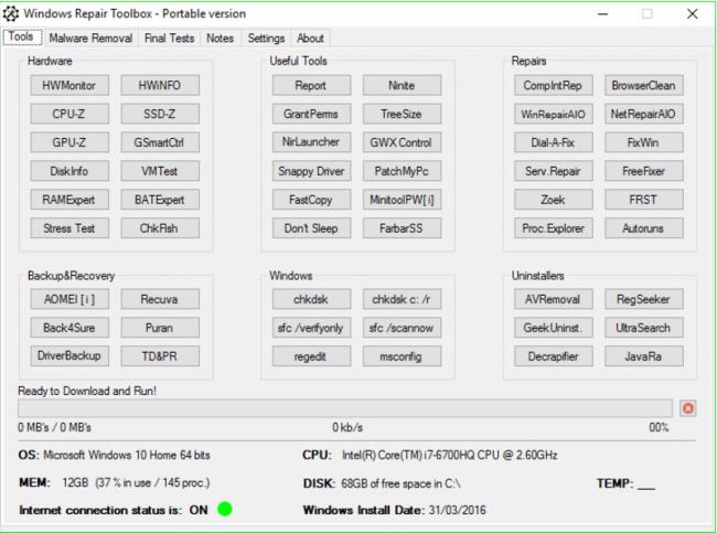 รูปประกอบซอฟต์แวร์Windows Repair Toolbox (โปรแกรม Repair Toolbox ซ่อม แก้ไขปัญหา Windows)
