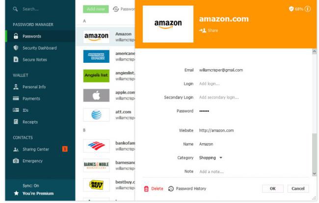รูปประกอบซอฟต์แวร์Dashlane (โปรแกรม Dashlane จัดการรหัส กรอกแบบฟอร์ม บนเว็บไซต์ ฟรี)