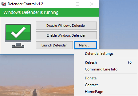 รูปประกอบซอฟต์แวร์Defender Control (โปรแกรม Defender Control ควบคุมการปิด เปิด Windows Defender ฟรี)