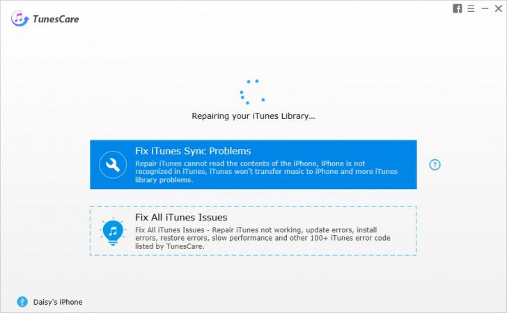 รูปประกอบซอฟต์แวร์TunesCare (โปรแกรม TunesCare แก้ไขปัญหา ซ่อมแซมโปรแกรม iTunes ฟรี)