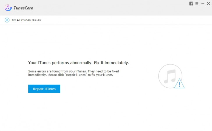 รูปประกอบซอฟต์แวร์TunesCare (โปรแกรม TunesCare แก้ไขปัญหา ซ่อมแซมโปรแกรม iTunes ฟรี)