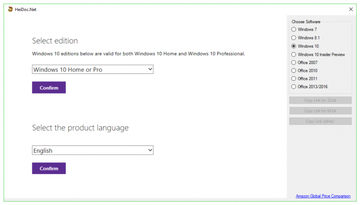 รูปประกอบซอฟต์แวร์Microsoft Windows and Office ISO Download Tool (โปรแกรมดาวน์โหลดไฟล์ ISO ของ Winodws และ Office)