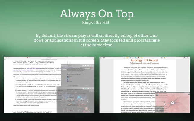 รูปประกอบซอฟต์แวร์Stream Bar โปรแกรม Stream Bar ดูวีดีโอ ไลฟ์ Twitch ผ่านเมนูบาร์ บน Mac)