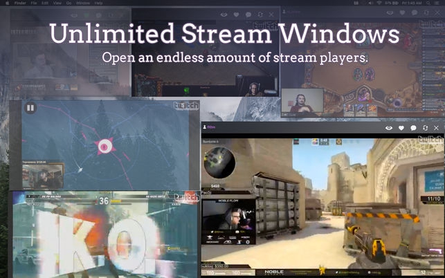 รูปประกอบซอฟต์แวร์Stream Bar โปรแกรม Stream Bar ดูวีดีโอ ไลฟ์ Twitch ผ่านเมนูบาร์ บน Mac)