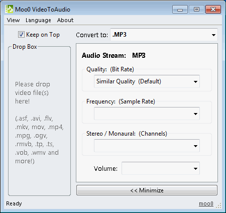 รูปประกอบซอฟต์แวร์Moo0 Video Audio Extractor (โปรแกรมแยกไฟล์เสียงออกจากวีดีโอ ฟรี)
